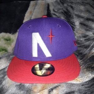 7 1/8 NOBLE NORTH red purps New era fitted.
